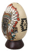 Tribal Indian Chief Wolf With Headdress Roach Egg Shaped Money Bank Figurine