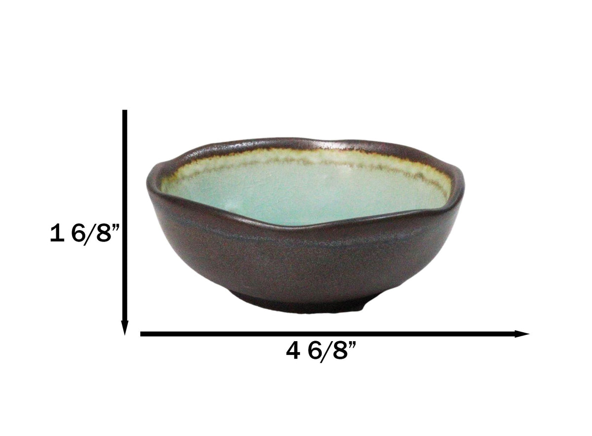 Pack Of 6 Midori Kannyu Green Porcelain Ceramic Small Shallow Bowls 7.5oz