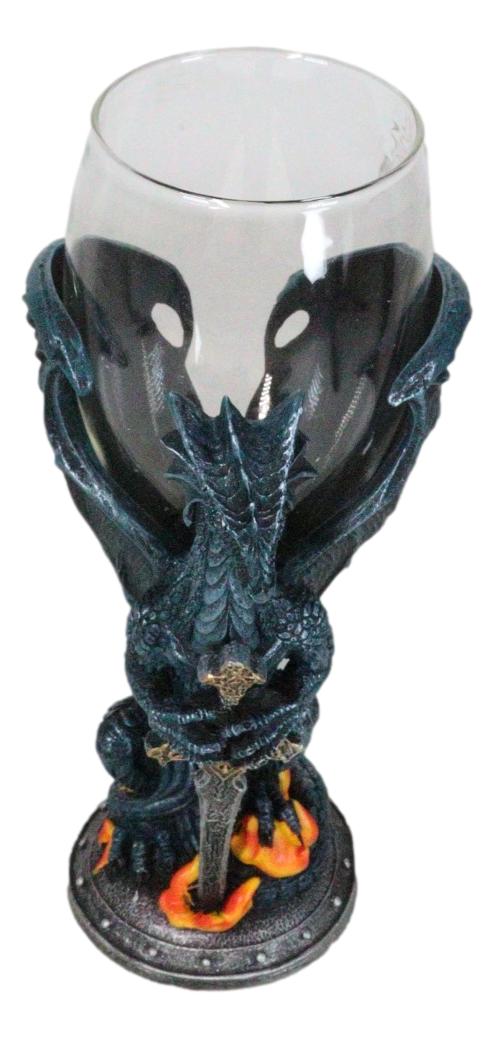 Fantasy Netherworld Fire Dragon Excalibur Blade Sword Glass Wine Goblet Chalice