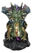 Voyage Of The Purple Iridescent Crystal Rainbow Dragon Wine Holder Statue 12"L