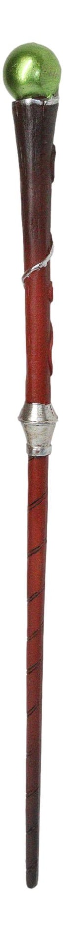 Sorcery Witchcraft Faux Wood Silver Scrollwork Golden Pearl Magic Wand 14"L