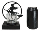 Wicca Grand High Witch Riding On Broomstick Coated Metal Votive Candle Holder