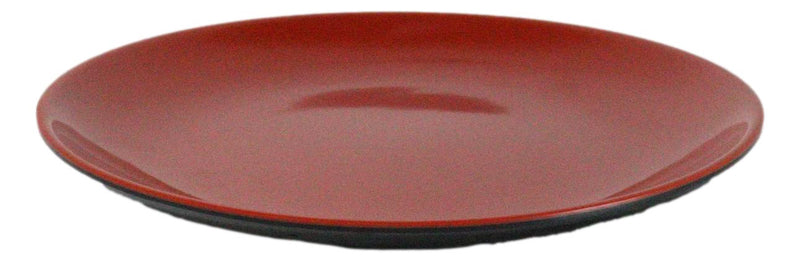 Set Of 6 Traditional Round 10"D Solid Red Black Large Melamine Dinner Plates