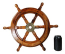 Nautical Marine Vintage Hardwood Wood & Brass Ship Steering Helm Boat Wheel 18"D