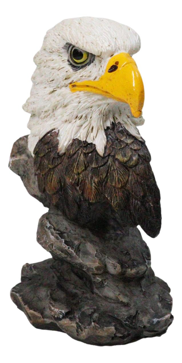 American Patriotism Majestic Royal Bald Eagle Head Bust On Rocks Figurine 4.5"H