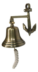 Antiqued Brass Finish Over Aluminum Sailor's Anchor Door Wall Dinner Yard Bell