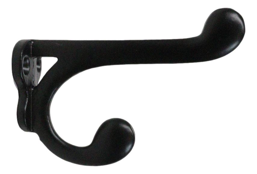 Pack Of 4 Cast Iron Black Traditional School House Double Peg Wall Hooks Accent