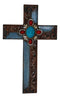 Pack Of 3 Rustic Western Tuscany Scrollwork Turquoise Amber Gems Wall Crosses