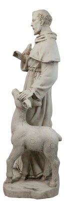 Catholic Church Saint Francis With Deer And Bird Large Outdoor Statue 24" Tall