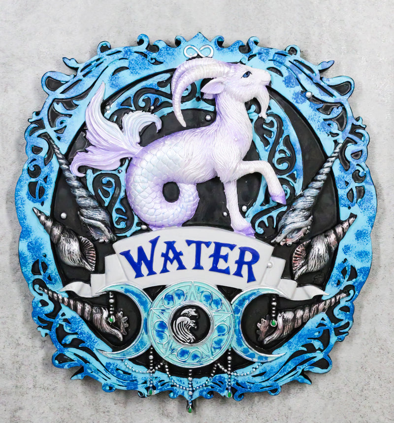 Elemental Water Nation Capricorn Ram Dragon Triple Moon Symbol Wall Decor