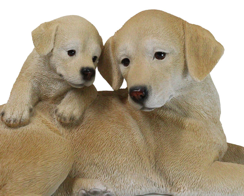 Realistic Adorable Labrador Puppy Dog Cuddling with Its Mother Family Figurine