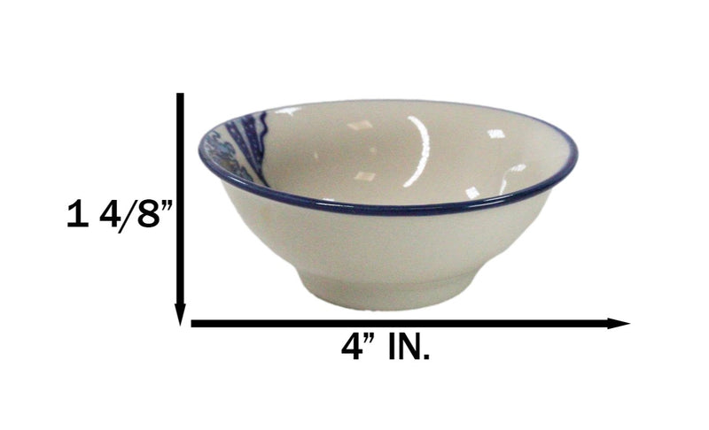 Pack Of 8 Ceramic Great Wave Of Kanagawa By Hokusai Sauce Oil Condiment Dishes