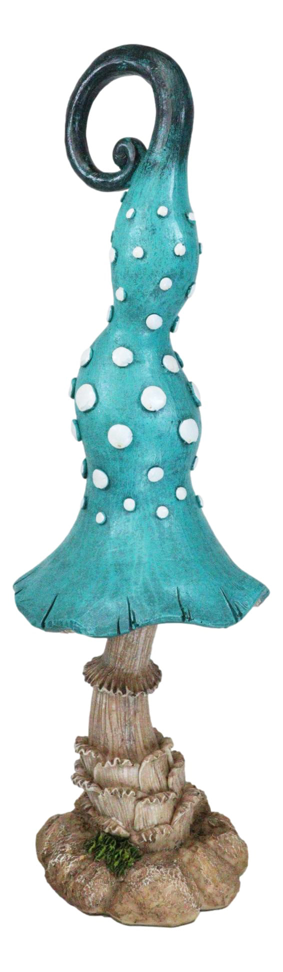 Enchanted Fairy Garden Blue Spotted Crooked Toadstool Mushroom Figurine 17"H