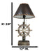 Rustic Sea Nautical Pirate Captain Ship Helm Steering Wheel Table Lamp W/ Shade