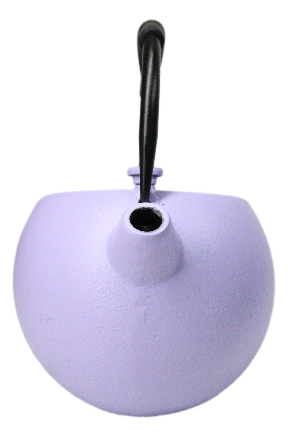 Pastel Purple Minimalist Tilted Round Cast Iron Teapot 28oz Tea Pot With Handle