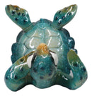 Comical Blue Shelled Sea Turtle On Back Flip Cell Phone Holder Stand Figurine