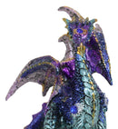 Standing Semi Metallic Purple Silver Space Galaxy Dragon With Gemstones Figurine