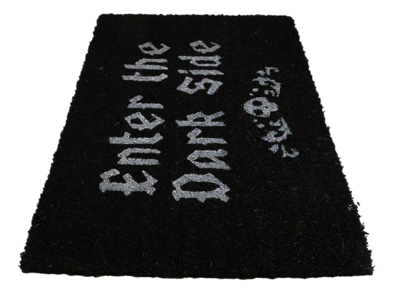 Enter The Dark Side Wicca Skull Black Coir Coconut Fiber Floor Mat Doormat