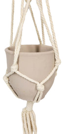 Set of 4 Decorative Cotton Frill Macrame Hanger Planter Clay Pots Wall Decor