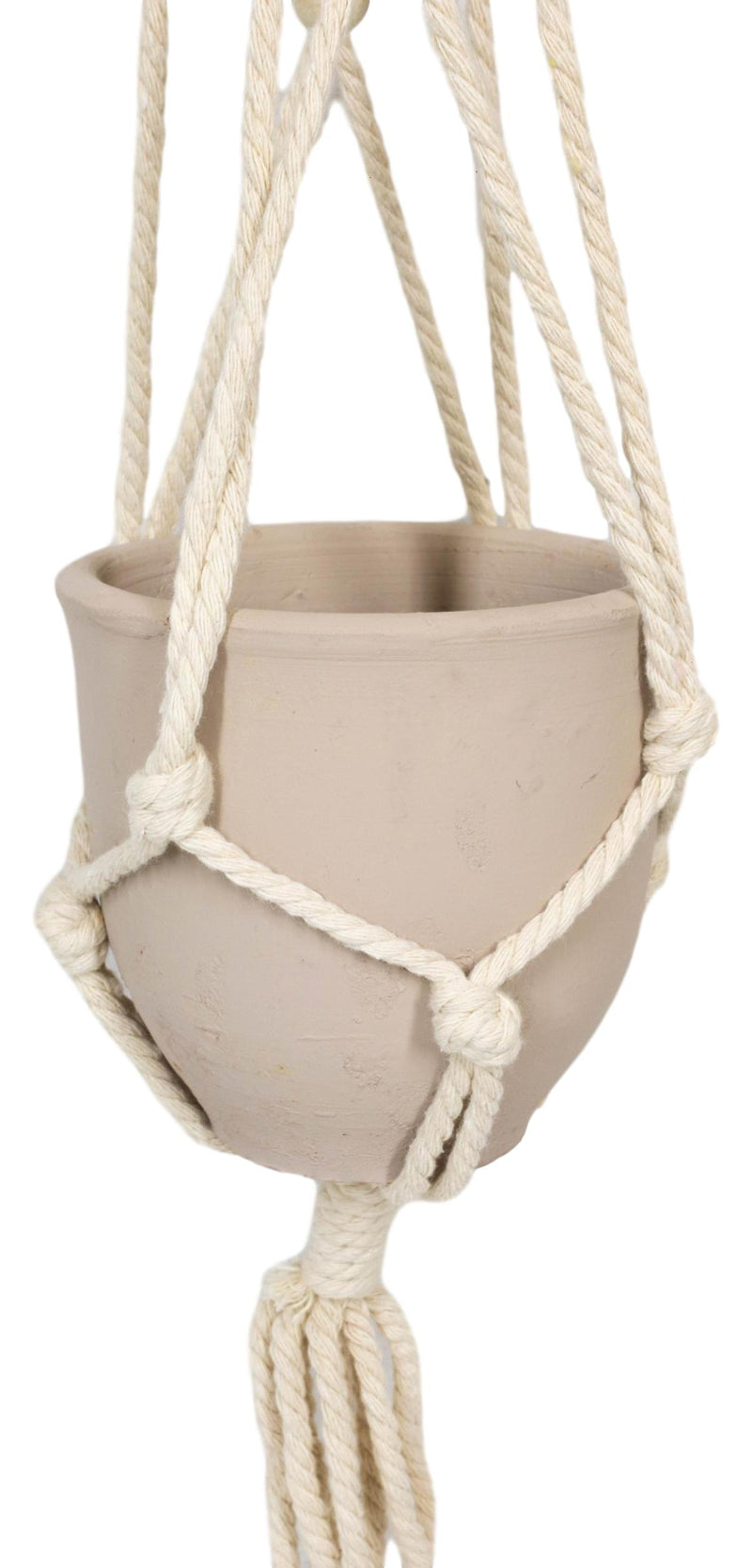Set of 4 Decorative Cotton Frill Macrame Hanger Planter Clay Pots Wall Decor