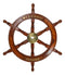 Nautical Marine Vintage Wood Brass Ship Steering Helm Boat Wheel Wall Decor 23"D