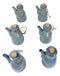 Pack of 6 Porcelain Cool Blue Soy Sauce Vinegar Condiment Dispenser Flask 7oz