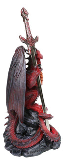 Red Lava Volcano Rock Widow Blade Dragon Figurine With Letter Opener Sword