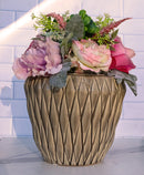 Glazed Pottery Ceramic Diamond Pattern Floral Grey Vase Planter Pot Gardening