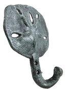 Set Of Two Cast Iron Verdigris Coastal Marine Sand Dollar Wall Coat Hook Hangers