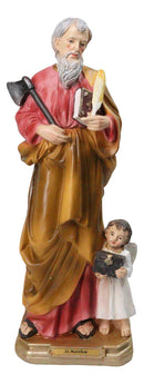 Christian Apostle Of Jesus Saint Matthew The Evangelist with Angel Figurine 8"H