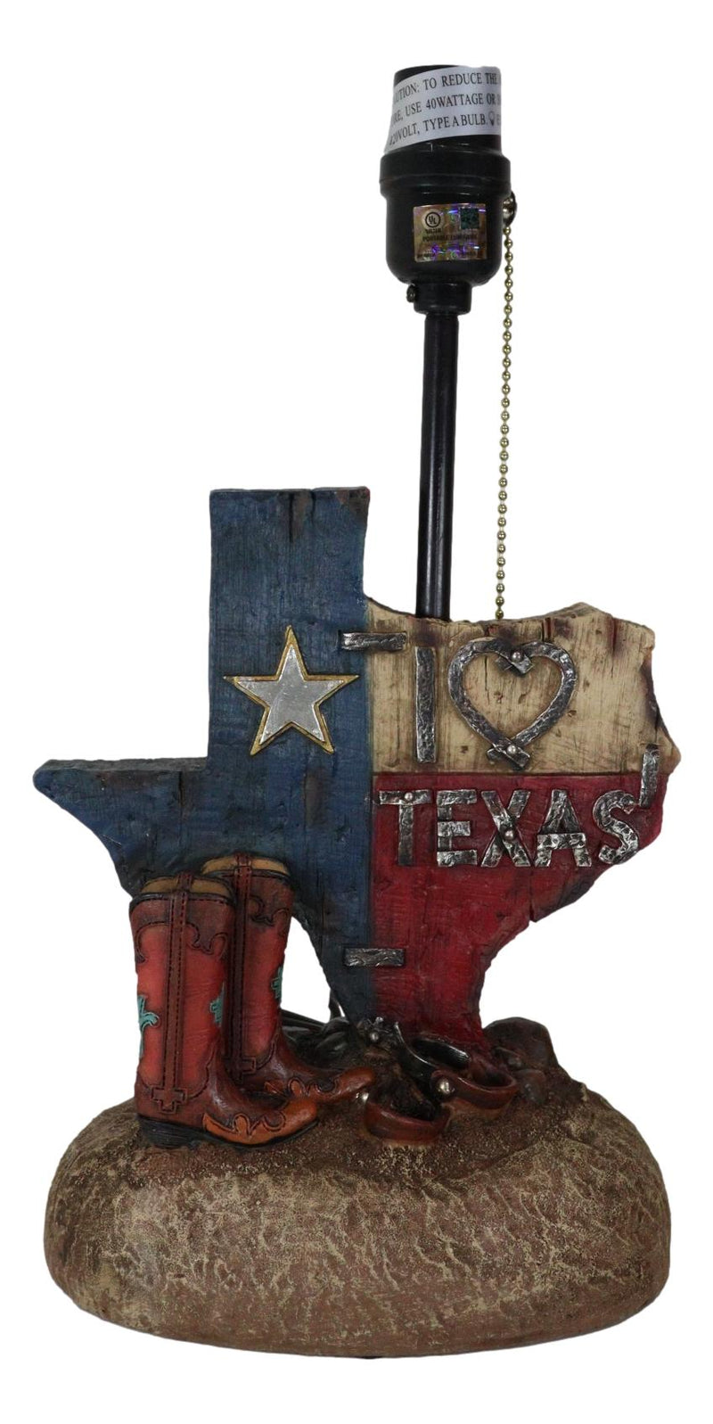 Rustic Western Patriotic I Heart Texas State Map With Cowgirl Boots Table Lamp