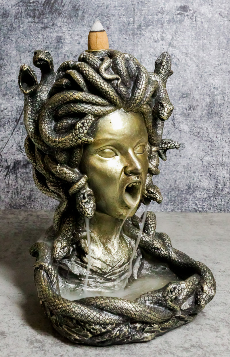 Greek Goddess Medusa with Snake Hairs Backflow Incense Cone Burner Figurine