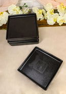Pack Of 6 Kokuyo Black Ceramic Square Appetizer Salad Plates With Lip 6.25"L