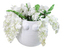 Modern Chic White Round Ribbed Design Terracotta Floral Planter Pot 11"Wide