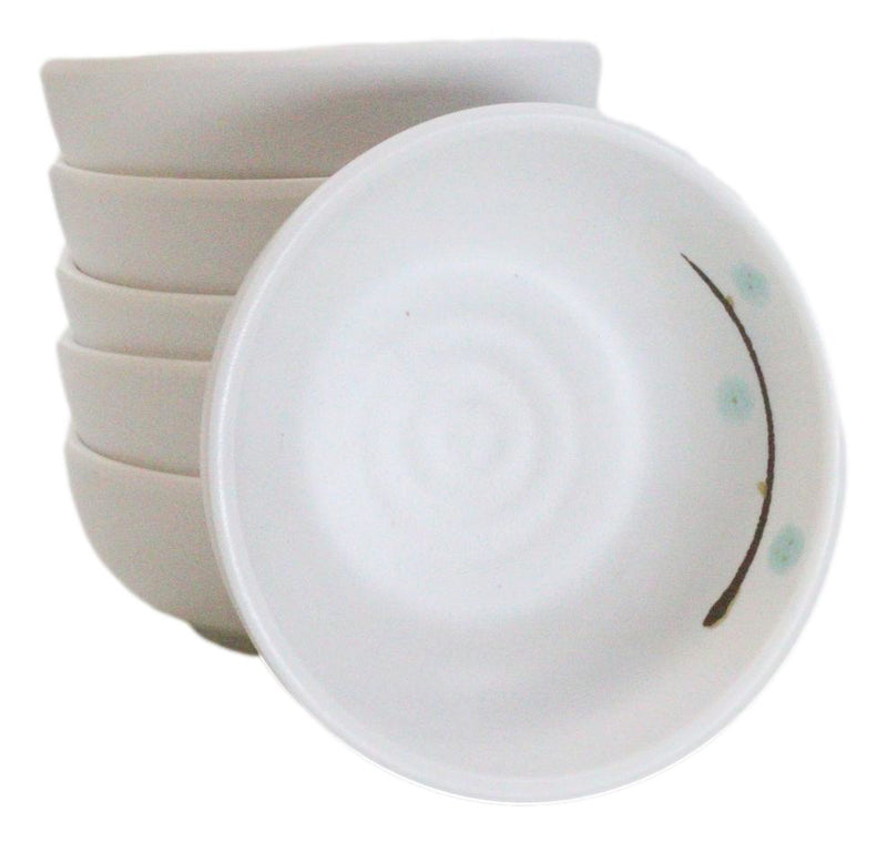 Set Of 6 Modern Yukino Hana Snowflakes Melamine Soup Rice Shallow Bowls 5oz