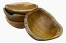Pack Of 4 Hand Carved Rustic Live Edge Teak Wood Serveware Small Bowls 8"D