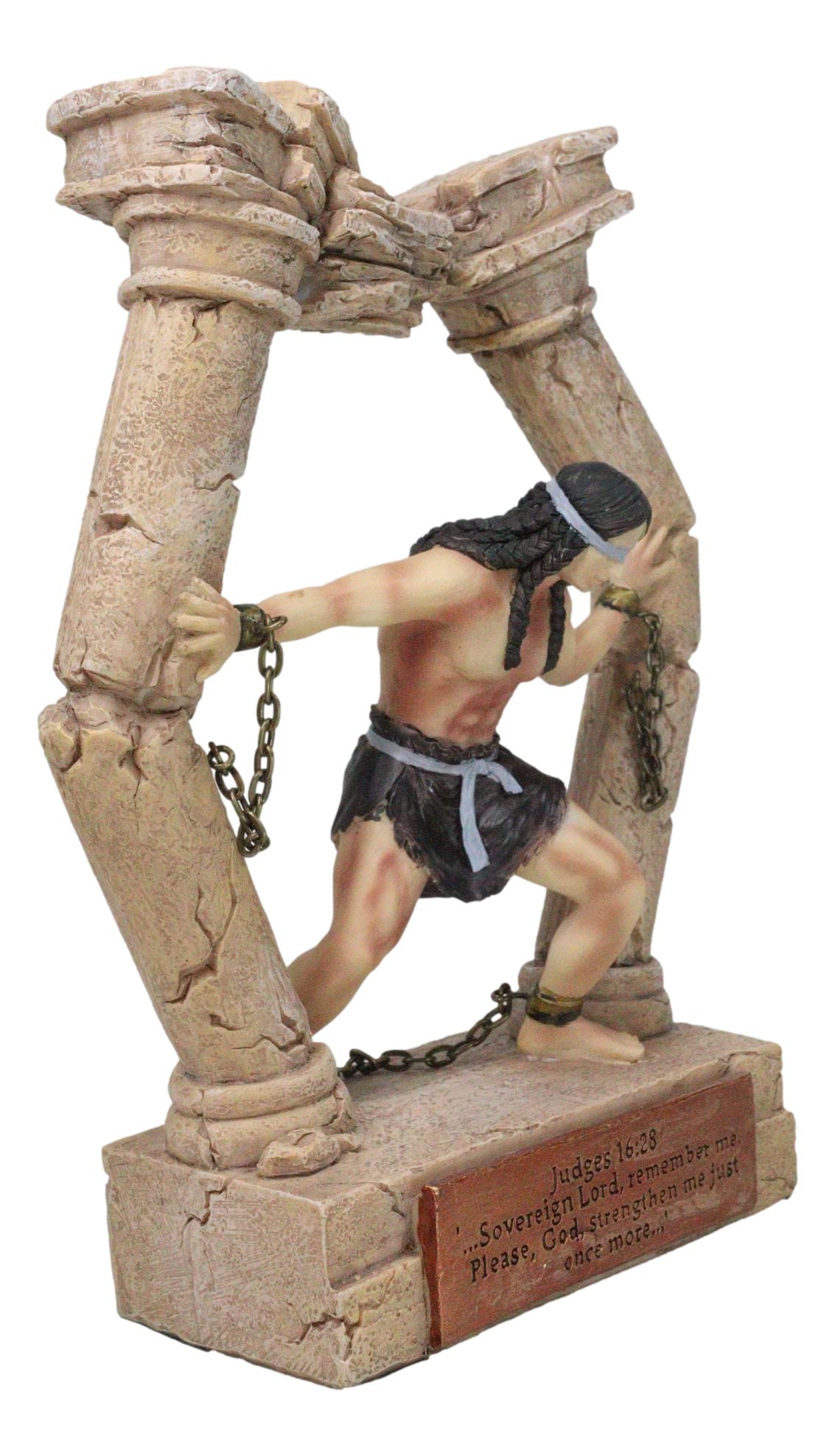 Judeo Christian Book of Judges Samson Last Prayer Tearing Down Pillars Figurine