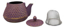 Traditional Oriental Tetsubin Purple Honeycomb Design Cast Iron Teapot 32oz