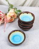 Set Of 6 Blue Sky Aozora Kannyu Ceramic Wavy Round Condiment Sauce Dishes 3oz
