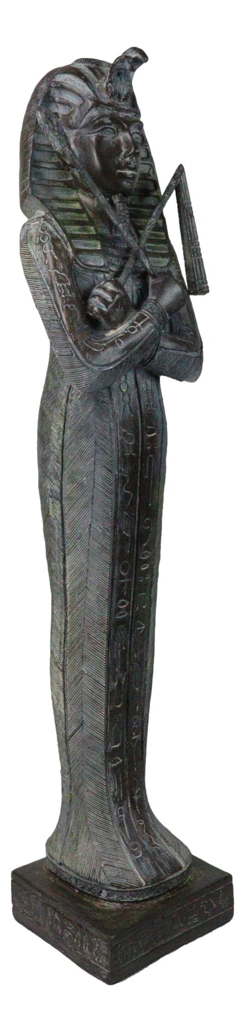 Ancient Egyptian Pharaoh Sarcophagus Mummy With Crook and Flail Figurine 16"H