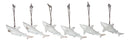 Set Of 6 Antique White Sharks Ocean Marine Wall Hanging Decor Tree Ornaments