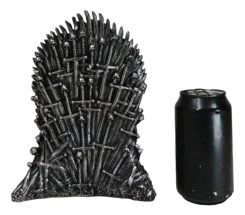 Bronzite Dragon Sitting On Iron Throne Of Swords With Valyrian Blade Figurine