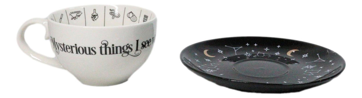 Ebros Fortune Telling Tea Cup and Saucer Set Bone China Tasseography