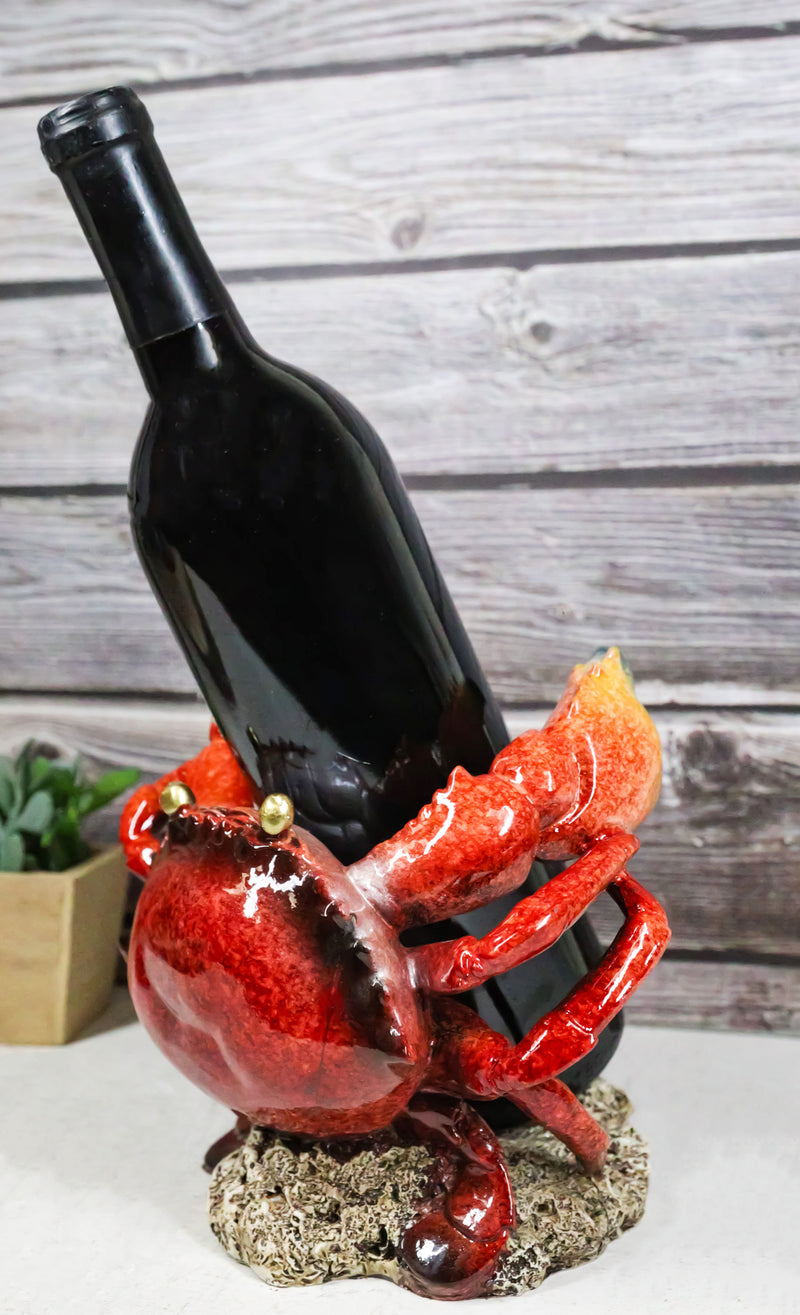 Ocean Marine Giant Stone Anthropod Crab With Black Claws Wine Bottle Holder