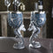 Set Of 2 Romantic Snow White Wolves Love Hex Heart Baroque Blue Wine Goblets