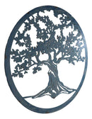 Blue 24"D Oversized Round Celtic Tree of Life Medallion Metal Wall Circle Plaque