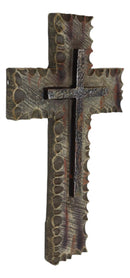 10"H Rustic Western Chiseled And Chipped Faux Wood Layered Wall Cross Crucifix