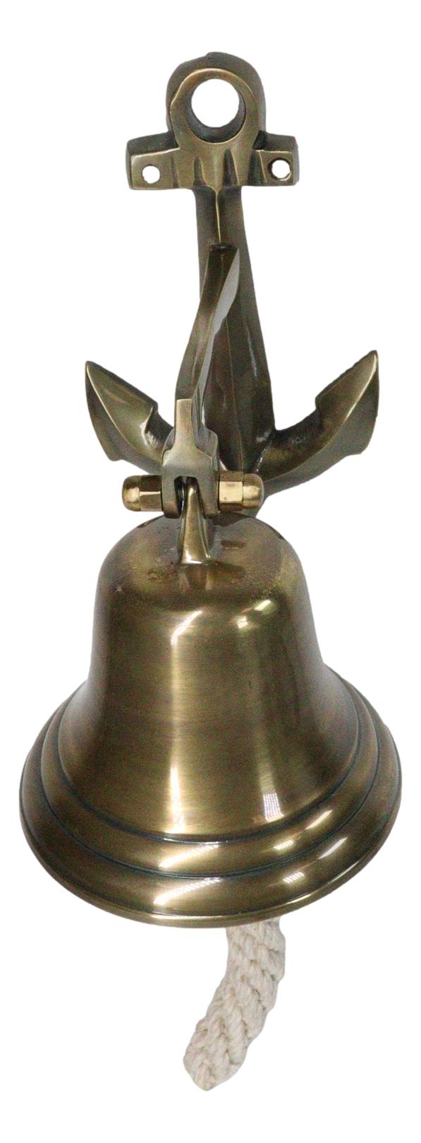 Antiqued Brass Finish Over Aluminum Sailor's Anchor Door Wall Dinner Yard Bell