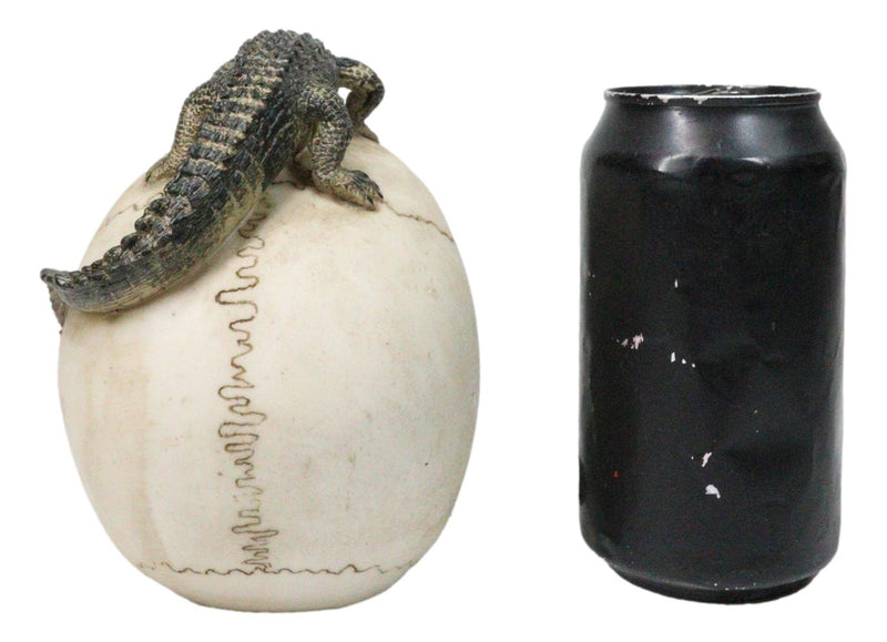 Ossuary Macabre Gothic Jointed Skull with Perching Crocodile Gator Figurine