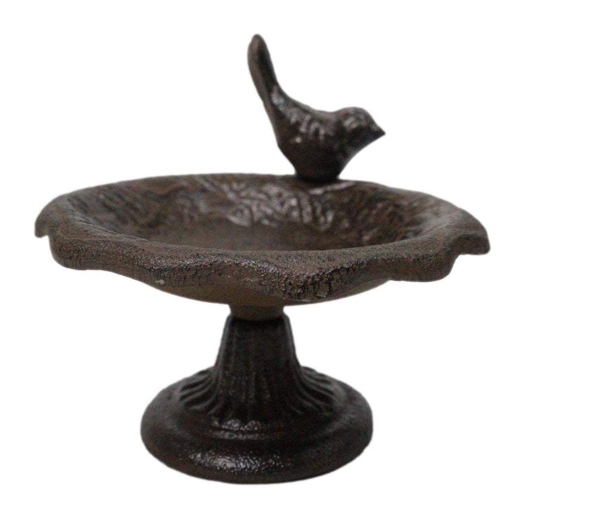 Cast Iron Rustic Whimsical Bird On Fountain Bird Feeder Bath Small Sculpture - Ebros Gift